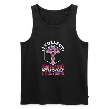I collect dead relatives and occasionally a live - Männer Premium Bio Tank Top - Schwarz - Vorne - AI Model Male 178 light (178cm)