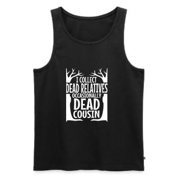 I collect dead relatives and occasionally a live - Männer Premium Bio Tank Top - Schwarz - Vorne - AI Model Male 178 light (178cm)