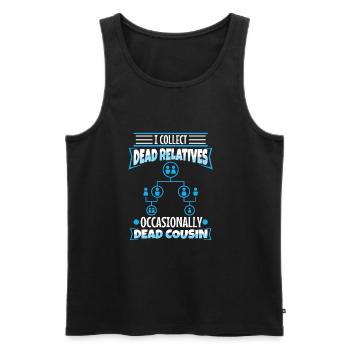 I collect dead relatives and occasionally a live - Männer Premium Bio Tank Top - Schwarz - Vorne - AI Model Male 178 light (178cm)