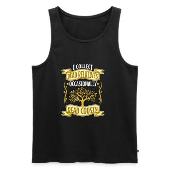 I collect dead relatives and occasionally a live - Männer Premium Bio Tank Top - Schwarz - Vorne - AI Model Male 178 light (178cm)