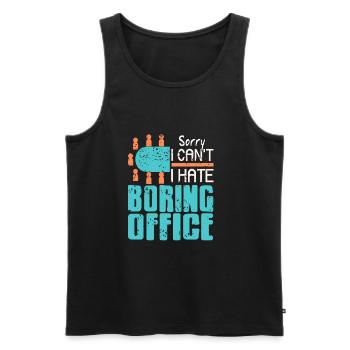 Sorry i cant i hate boring office - Men's Premium Organic Tank Top - black - Front - AI Model Male 178 light (178cm)