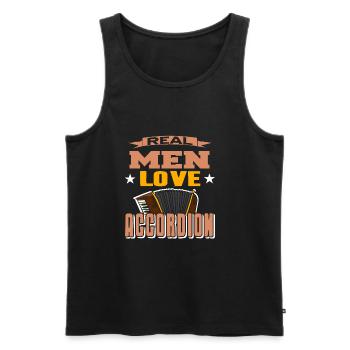 Real men love Accordion - Männer Premium Bio Tank Top - Schwarz - Vorne - AI Model Male 178 light (178cm)