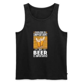 English is important but beer is importanter - Männer Premium Bio Tank Top - Schwarz - Vorne - AI Model Male 178 light (178cm)