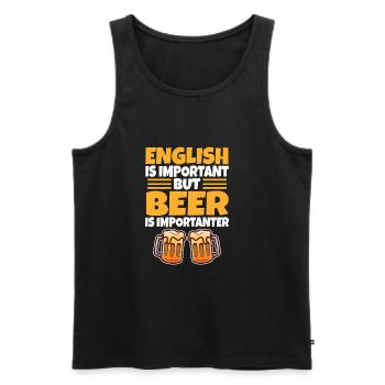 English is important but beer is importanter - Männer Premium Bio Tank Top - Schwarz - Vorne - AI Model Male 178 light (178cm)