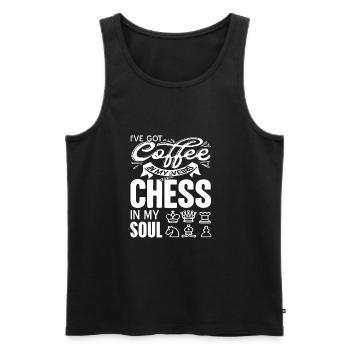 J’ai du café dans les veines et des échecs dans l’âme - Débardeur bio Premium Homme - noir - Devant - Michal (187cm)