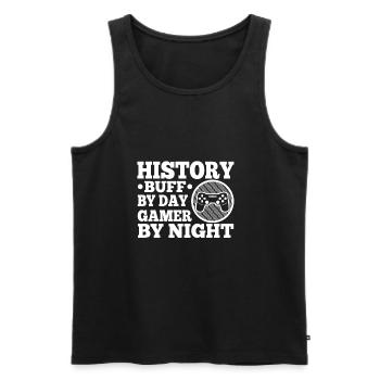 History by day gamer by night - Men's Premium Organic Tank Top - black - Front - Michal (187cm)