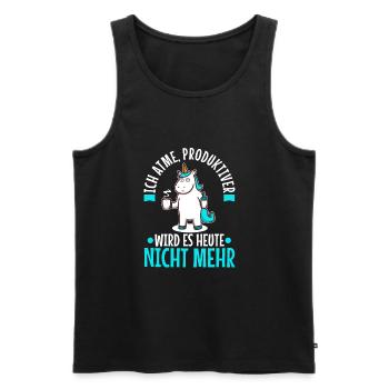 Ich atme produktiver wird es heute nicht - Männer Premium Bio Tank Top - Schwarz - Vorne - Michal (187cm)