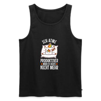 Ich atme produktiver wird es heute nicht - Männer Premium Bio Tank Top - Schwarz - Vorne - Michal (187cm)