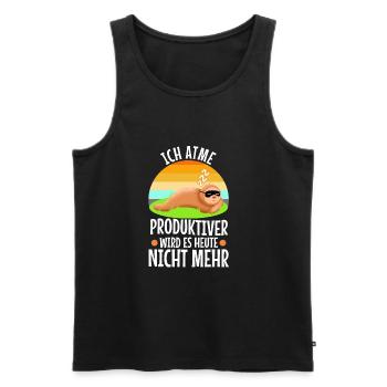 Ich atme produktiver wird es heute nicht - Männer Premium Bio Tank Top - Schwarz - Vorne - Michal (187cm)