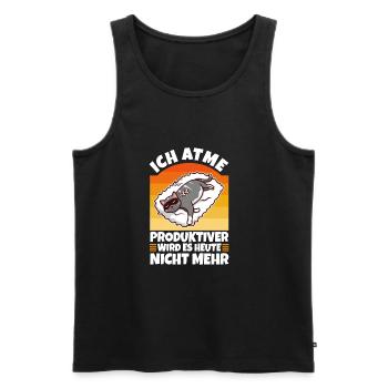 Ich atme produktiver wird es heute nicht - Männer Premium Bio Tank Top - Schwarz - Vorne - Michal (187cm)