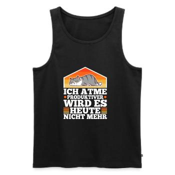 Ich atme produktiver wird es heute nicht - Männer Premium Bio Tank Top - Schwarz - Vorne - Michal (187cm)