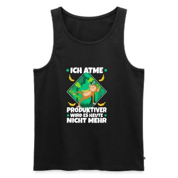 Ich atme produktiver wird es heute nicht - Männer Premium Bio Tank Top - Schwarz - Vorne - Michal (187cm)