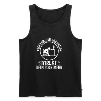 Ich kam sah und hatte direkt keinen bock mehr - Männer Premium Bio Tank Top - Schwarz - Vorne - AI Model Male 178 light (178cm)