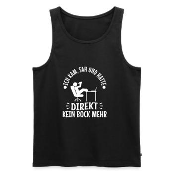 Ich kam sah und hatte direkt keinen bock mehr - Männer Premium Bio Tank Top - Schwarz - Vorne - AI Model Male 178 light (178cm)