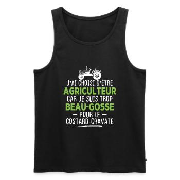 J'ai choisi d'être agriculteur beau-gosse - Débardeur bio Premium Homme - noir - Devant - AI Model Male 178 light (178cm)