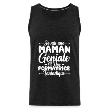 Une maman géniale et une formatrice fantastique - Débardeur bio Premium Homme - charbon - Devant - Alexander (188cm)