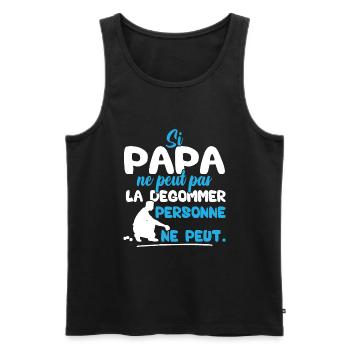 Si Papa ne peut pas la dégommer personne ne peut - Débardeur bio Premium Homme - noir - Devant - Michal (187cm)