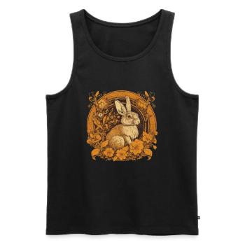 Rabbit Bunny Historische Kunst - Männer Premium Bio Tank Top - Schwarz - Vorne - AI Model Male 178 light (178cm)