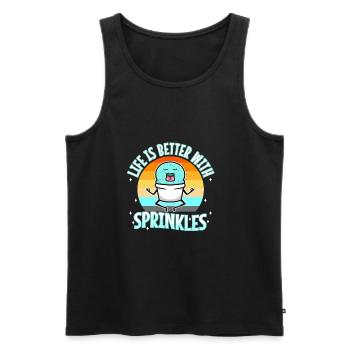 Life Is Better With Sprinkles - Men's Premium Organic Tank Top - black - Front - AI Model Male 178 light (178cm)
