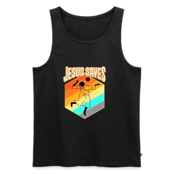 Jesus and Volleyball - Men's Premium Organic Tank Top - black - Front - Michal (187cm)