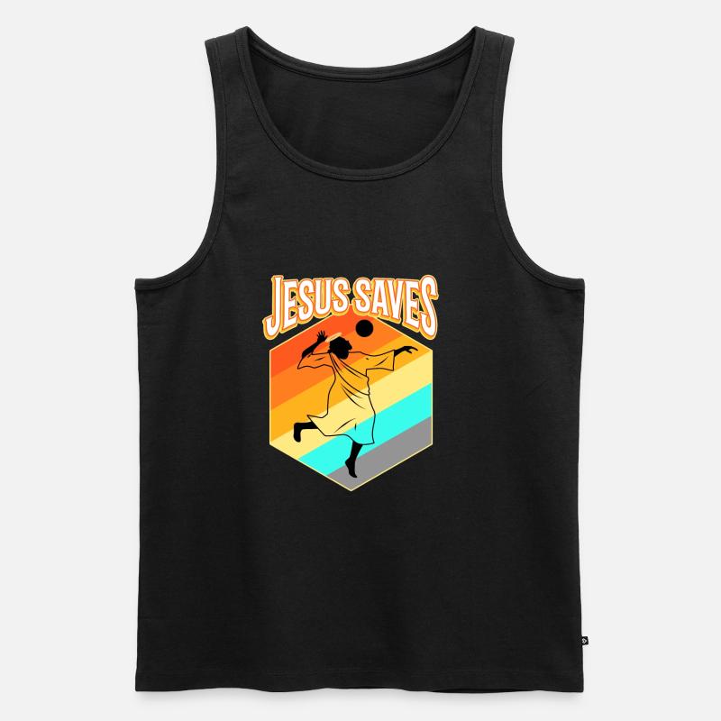 Jesus and Volleyball - Männer Premium Bio Tank Top - Schwarz