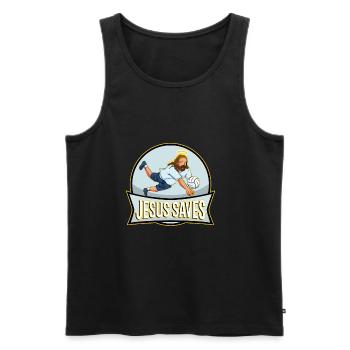 Jesus and Volleyball - Men's Premium Organic Tank Top - black - Front - Michal (187cm)