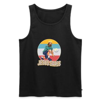 Jesus and Volleyball - Men's Premium Organic Tank Top - black - Front - Michal (187cm)