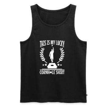 C’est ma chemise porte-bonheur en cornhole - Débardeur bio Premium Homme - noir - Devant - Michal (187cm)