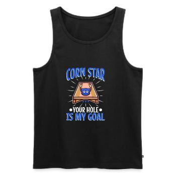 Corn star ton trou est mon objectif - Débardeur bio Premium Homme - noir - Devant - Michal (187cm)