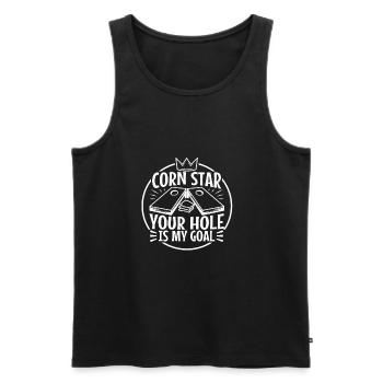 Corn star ton trou est mon objectif - Débardeur bio Premium Homme - noir - Devant - Michal (187cm)
