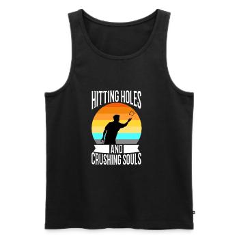 Hitting Holes and Crushing Souls - Männer Premium Bio Tank Top - Schwarz - Vorne - Michal (187cm)