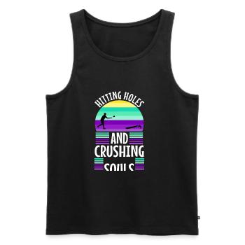 Hitting Holes and Crushing Souls - Männer Premium Bio Tank Top - Schwarz - Vorne - Michal (187cm)
