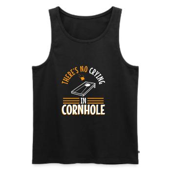 Theres no crying in cornhole - Männer Premium Bio Tank Top - Schwarz - Vorne - AI Model Male 178 light (178cm)