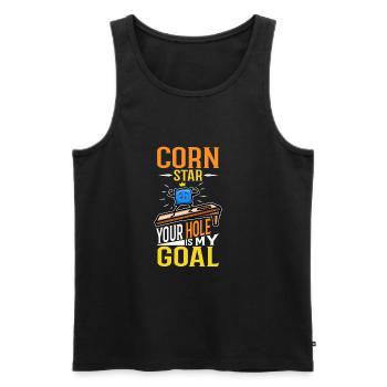 Corn star ton trou est mon objectif - Débardeur bio Premium Homme - noir - Devant - Michal (187cm)