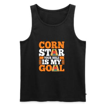 Corn star ton trou est mon objectif - Débardeur bio Premium Homme - noir - Devant - Michal (187cm)