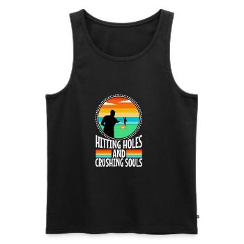 Hitting Holes and Crushing Souls - Männer Premium Bio Tank Top - Schwarz - Vorne - Michal (187cm)