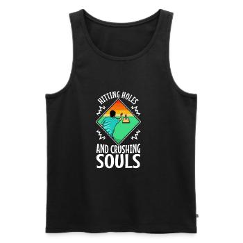 Hitting Holes and Crushing Souls - Männer Premium Bio Tank Top - Schwarz - Vorne - Michal (187cm)