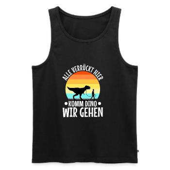 Alle verrückt hier komm Dino wir gehen - Männer Premium Bio Tank Top - Schwarz - Vorne - Michal (187cm)