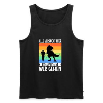 Alle verrückt hier komm Dino wir gehen - Männer Premium Bio Tank Top - Schwarz - Vorne - Michal (187cm)