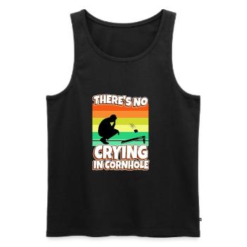 Theres no crying in cornhole - Männer Premium Bio Tank Top - Schwarz - Vorne - AI Model Male 178 light (178cm)