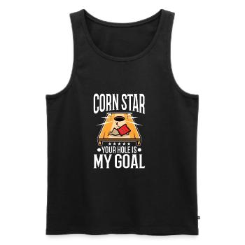 Corn star ton trou est mon objectif - Débardeur bio Premium Homme - noir - Devant - Michal (187cm)