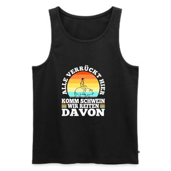 Alle verrückt hier komm Schwein wir gehen - Männer Premium Bio Tank Top - Schwarz - Vorne - Michal (187cm)