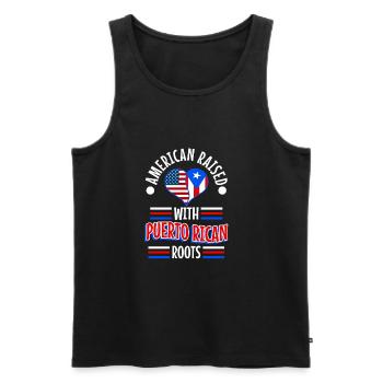American raised with puerto rican roots - Männer Premium Bio Tank Top - Schwarz - Vorne - Michal (187cm)