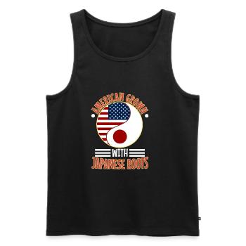 American grown with japanese roots - Männer Premium Bio Tank Top - Schwarz - Vorne - Michal (187cm)