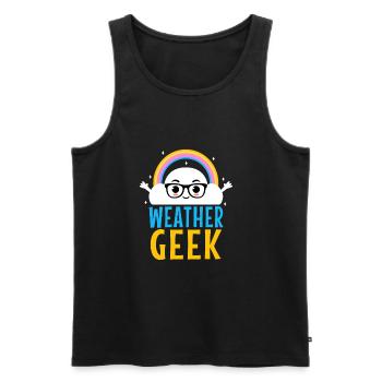 Weather Geek - Men's Premium Organic Tank Top - black - Front - AI Model Male 178 light (178cm)