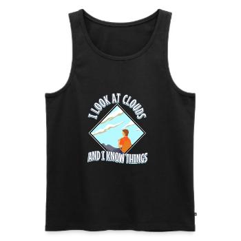 I Look At Clouds And I Know Things - Men's Premium Organic Tank Top - black - Front - AI Model Male 178 light (178cm)