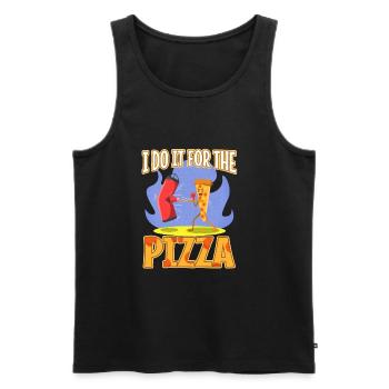 I do it for the Pizza - Men's Premium Organic Tank Top - black - Front - AI Model Male 178 light (178cm)