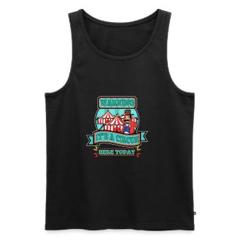 Warning its a circus here today - Männer Premium Bio Tank Top - Schwarz - Vorne - AI Model Male 178 light (178cm)