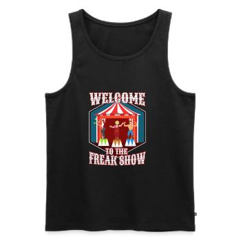 Welcome to the freak show - Männer Premium Bio Tank Top - Schwarz - Vorne - AI Model Male 178 light (178cm)