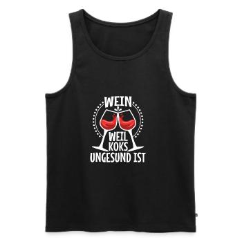 Wein weil koks ungesund ist - Männer Premium Bio Tank Top - Schwarz - Vorne - AI Model Male 178 light (178cm)